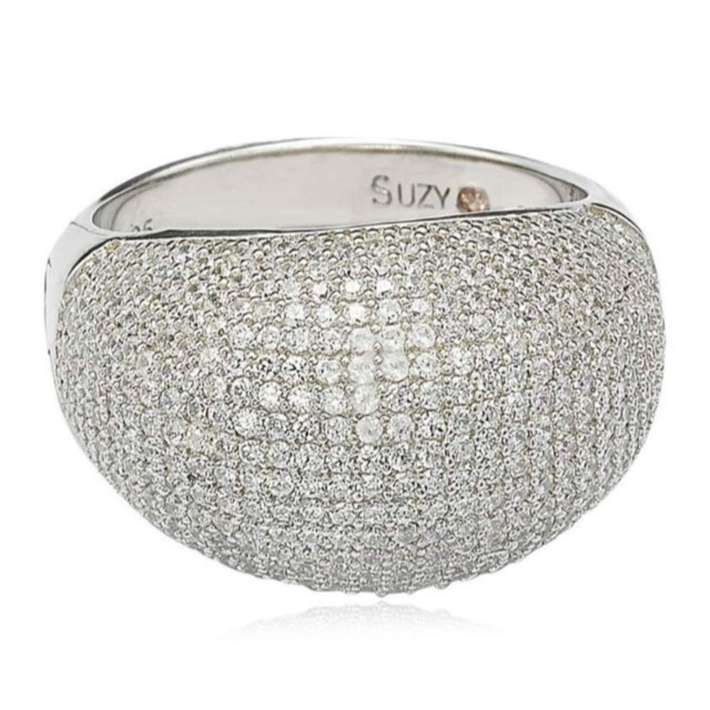 SUZY LEVIAN Sterling Silver Pave Dome CZ Cocktail Ring